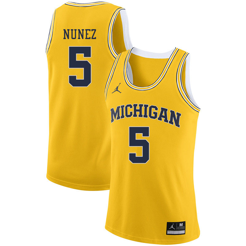 Jordan Brand Men #5 Adrien Nunez Michigan Wolverines College Basketball Jerseys Sale-Yellow - Click Image to Close